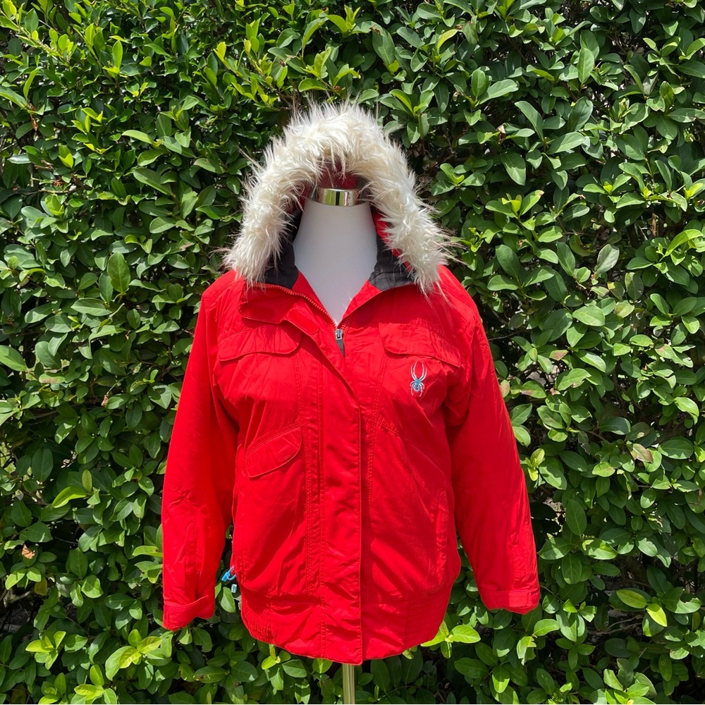 Spyder Unisex Red with Turquoise Kids Jacket Size 18